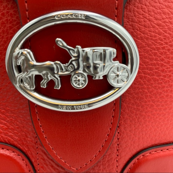 Coach PebbleLeather Georgia Crossbody Bright Poppy - Picture 8 of 11